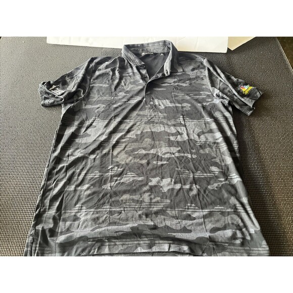 Travis Mathew Shirt Adult XXL Black Gray Camo Stretch Golf Polo Performance Mens - Picture 1 of 8